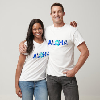 Aloha Hawaii Batik Hibiskus Tropische Insel Blues T-Shirt