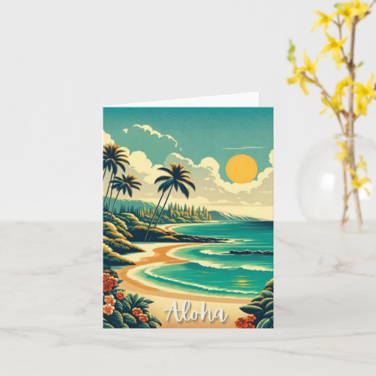 Aloha Hawaii Beach Oceanfront Faltkarte Karte (Gelbe Blume)