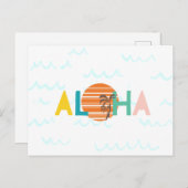 Aloha Hawaii Beach Waves, Sunset, Palm Tree Card Postkarte (Vorne/Hinten)