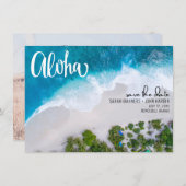 Aloha Hawaii Beach Wedding Foto Save the Date (Vorne/Hinten)