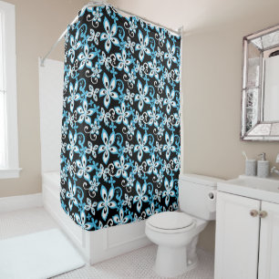 ALOHA HAWAII (BLACK/BLUE) Duschvorhang