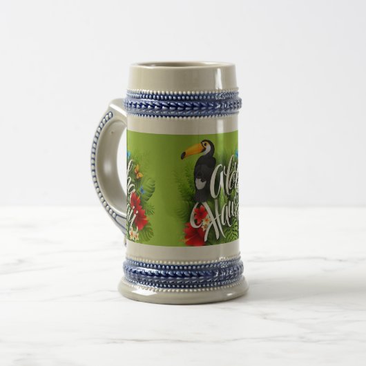 Aloha Hawaii-Blume Foliage Butterfells Gelb Bierglas (Vorderseite Links)