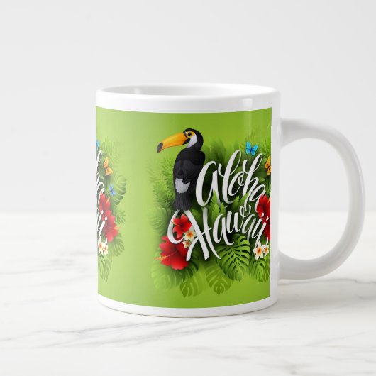 Aloha Hawaii-Blume Foliage Butterfells Gelb Jumbo-Tasse (Rechts)