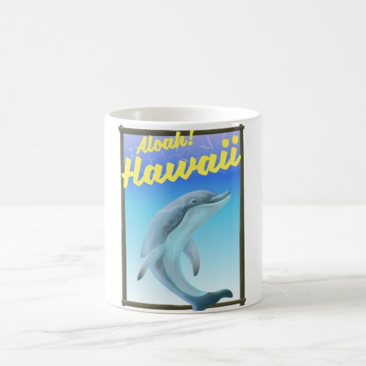 Aloha! Hawaii! Dolphin-Reiseplakat Kaffeetasse (Mittel)