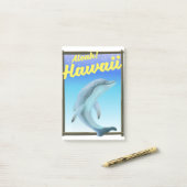 Aloha! Hawaii! Dolphin-Reiseplakat Post-it Klebezettel (Auf Schreibtisch)
