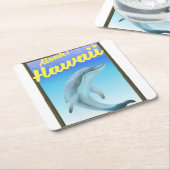 Aloha! Hawaii! Dolphin-Reiseplakat Rechteckiger Pappuntersetzer (angewinkelt)