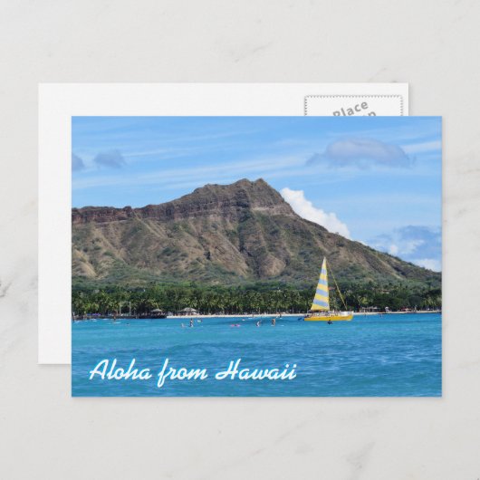 Aloha Hawaii Duamond Head Waikiki Beach Ocean Postkarte (Vorne/Hinten)