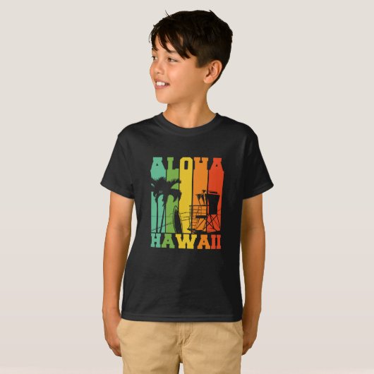 ALOHA HAWAII FARBIGE RETRO T-Shirt (Vorne ganz)