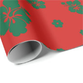 Aloha Hawaii Green über Red Christmas Pattern Geschenkpapier (Rolleneckpunkt)