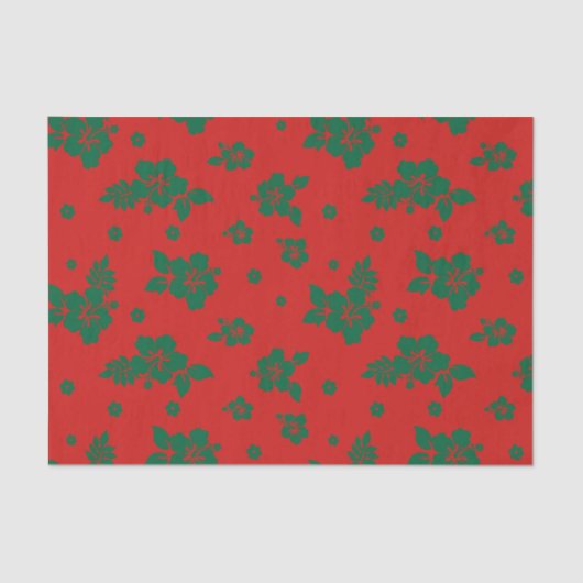 Aloha Hawaii Green über Red Christmas Pattern Seidenpapier (Vorderseite)