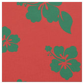Aloha Hawaii Green über Red Christmas Pattern Stoff (Nahaufnahme)