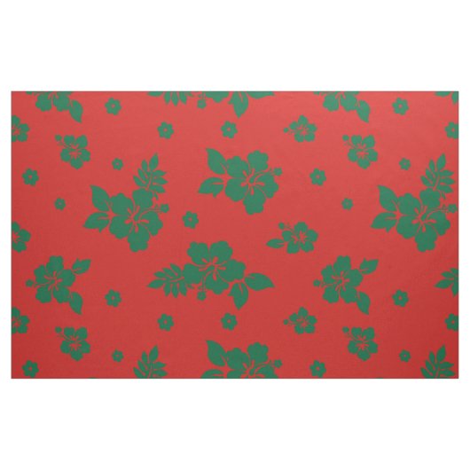 Aloha Hawaii Green über Red Christmas Pattern Stoff (Fat Quarter (45,7 x 55,9 cm))