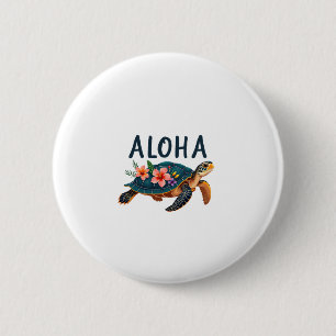 Aloha Hawaii Hawaii-Hemd Schildkröte Hibiskus Kind Button