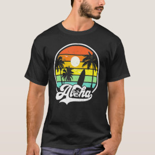 Aloha Hawaii Hawaiian Island Palm Beach Surfboard T-Shirt