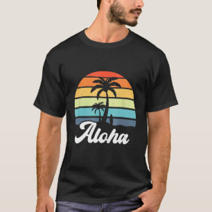 Aloha Hawaii Hawaiian Island Palm Beach Surfboard T-Shirt