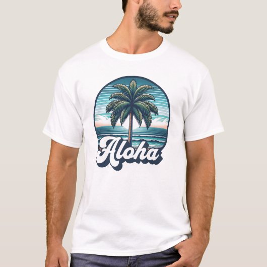 Aloha Hawaii Hawaiian Island Palm Tree Beach Vacay T-Shirt (Vorderseite)