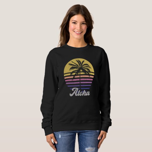 Aloha Hawaii Hawaiian Island Palm Tree Beach Vint Sweatshirt (Vorne ganz)