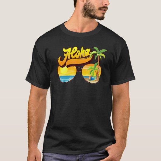 Aloha Hawaii Hawaiian Island Sonnenbrillen Palm Tr T-Shirt (Vorderseite)