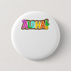 Aloha Hawaii Hawaiian Island Surfing Tropical Button