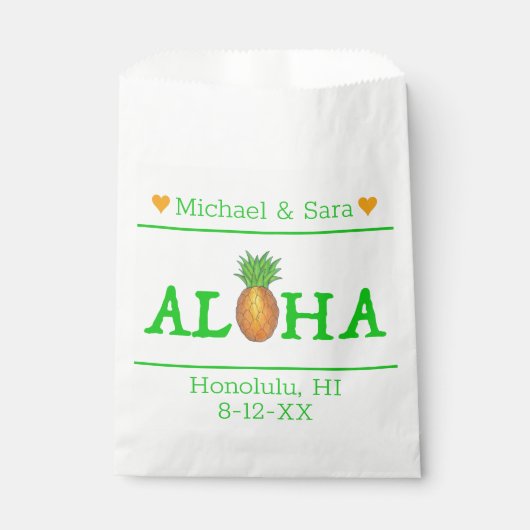 Aloha Hawaii Hawaiian Pineappinsel Wedding Geschenktütchen (Vorderseite)