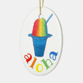 ALOHA Hawaii Hawaiian Rainbow Shave Shaved Ice Keramik Ornament (Links)