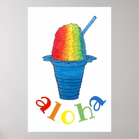 ALOHA Hawaii Hawaiian Rainbow Shave Shaved Ice Poster (Vorne)