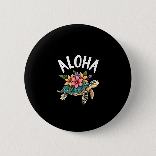 Aloha Hawaii Hawaiian-Shirt Turtle Hibiscus Kids G Button (Vorderseite)