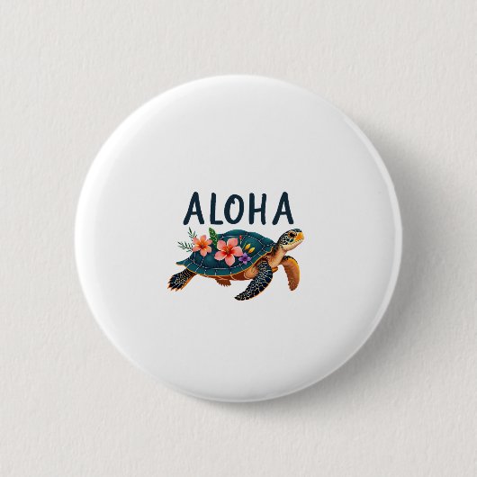 Aloha Hawaii Hawaiian-Shirt Turtle Hibiscus Kids G Button (Vorderseite)