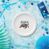 Aloha Hawaii Hawaiian-Shirt Turtle Hibiscus Kids G Pappteller (Party)