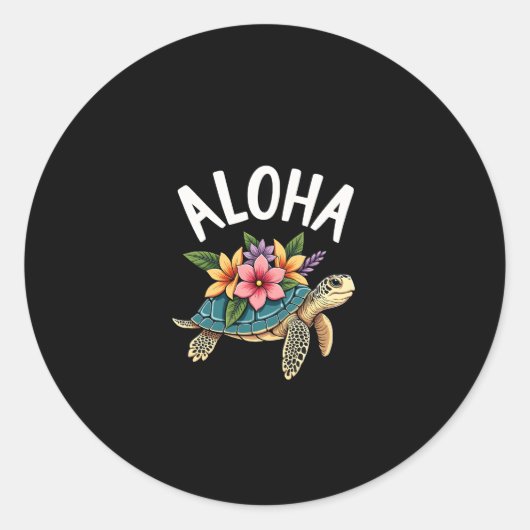 Aloha Hawaii Hawaiian-Shirt Turtle Hibiscus Kids G Runder Aufkleber (Vorderseite)