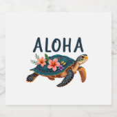 Aloha Hawaii Hawaiian-Shirt Turtle Hibiscus Kids G Schaumweinetikett (Einzelnes Label)