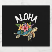 Aloha Hawaii Hawaiian-Shirt Turtle Hibiscus Kids G Schaumweinetikett (Einzelnes Label)