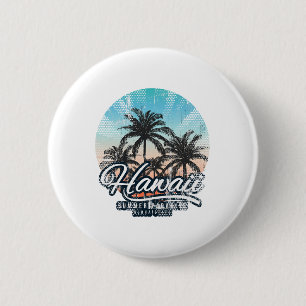 Aloha Hawaii Hawaiian T-Shirt Beach Vacacation Cos Button
