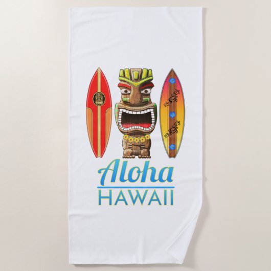 Aloha Hawaii Hawaiian Tiki Surfen Strandtuch (Vorderseite)