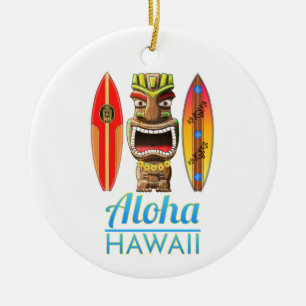 Aloha Hawaii Hawaiian Tiki Surfing Keramik Ornament