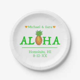 Aloha Hawaii Hawaiische Ananas-Insel-Hochzeit Pappteller