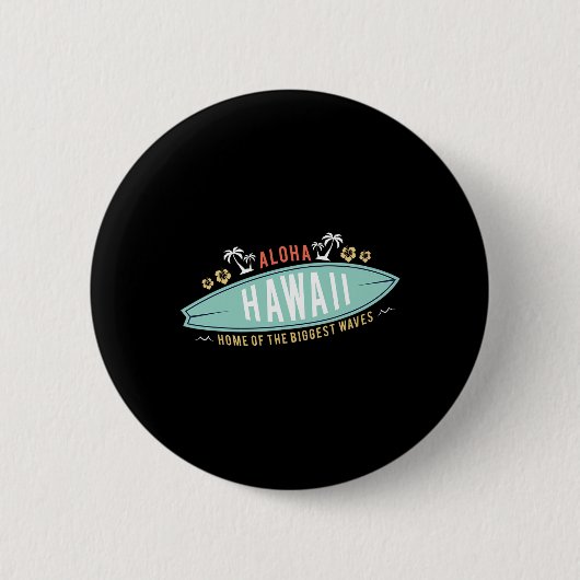 Aloha Hawaii Hemd Surfen Jungen Geschenk Surfboard Button (Vorderseite)
