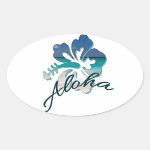 Aloha Hawaii Hibiskus Blume Ovaler Aufkleber