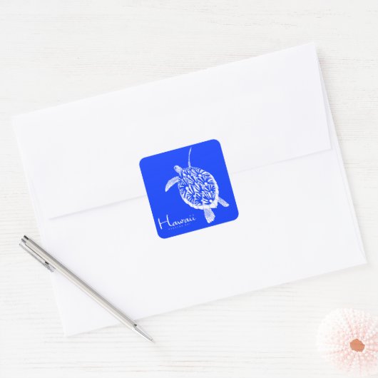 Aloha Hawaii Honu Turtle Quadratischer Aufkleber (Umschlag)
