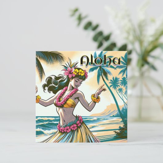 Aloha | Hawaii Hula Dancer am Strand (Stehend Vorderseite)