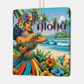 Aloha | Hawaii Hula Dancer am Strand Keramikornament (Links)