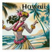 Aloha | Hawaii Hula Dancer am Strand Poster (Vorderseite)