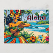 Aloha | Hawaii Hula Dancer am Strand Postkarte (Vorderseite)