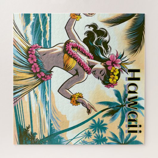 Aloha | Hawaii Hula Dancer am Strand Puzzle (Horizontal)
