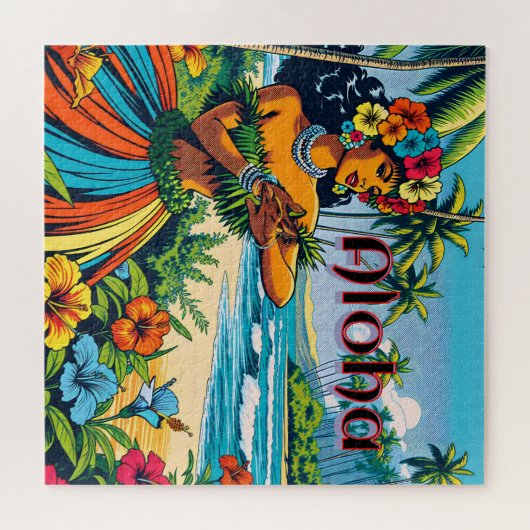 Aloha | Hawaii Hula Dancer am Strand Puzzle (Horizontal)