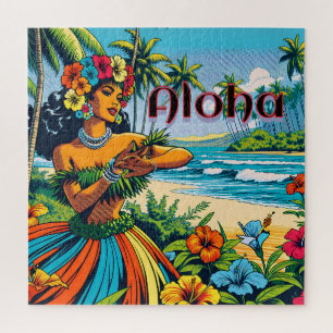 Aloha   Hawaii Hula Dancer am Strand Puzzle