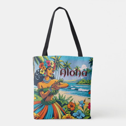 Aloha | Hawaii Hula Dancer am Strand Tasche (Rückseite)
