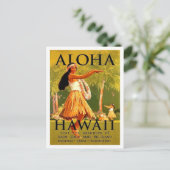 Aloha Hawaii, Hula Girl Dance, Vintage Postkarte (Stehend Vorderseite)