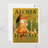 Aloha Hawaii, Hula Girl Dance, Vintage Postkarte (Vorne/Hinten)