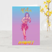 Aloha Hawaii Hula Girl Karte (Gelbe Blume)